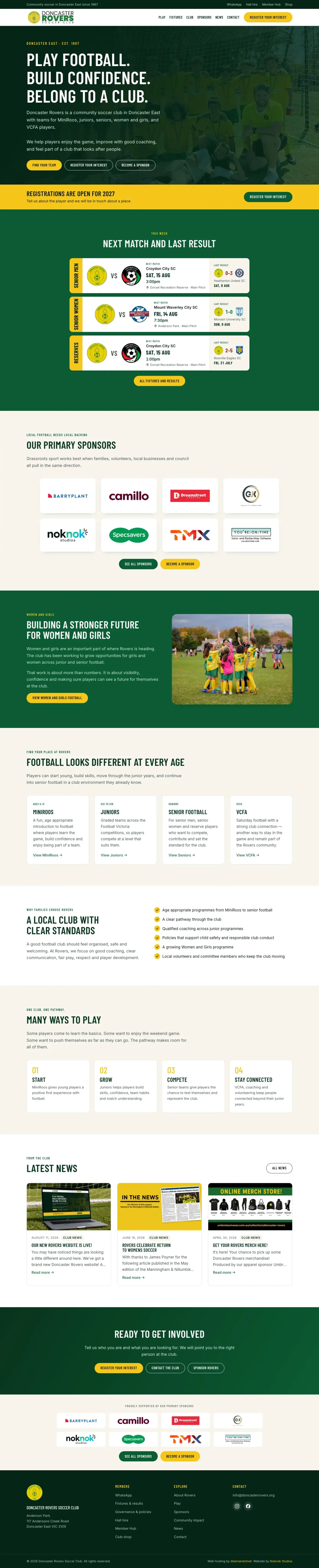 Doncaster Rovers Soccer Club website